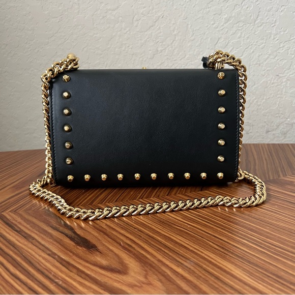 Gucci Calfskin Studded Small Padlock Shoulder Bag Black - Picture 2 of 16